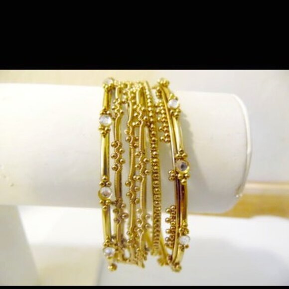 R. J. Graziano Crystal Wide 7 Piece Bangle Set Size 8" - Picture 1 of 8